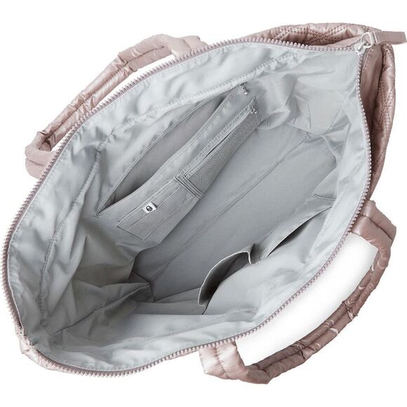 Baggallini Quilted Tote Bag Rose Metallic Nylon Water Resistant Phone Holder NWT - Picture 2 of 3